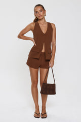 Monochrome Mood Tailored Vest Top Brown