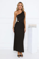 Evening Enchantress One Shoulder Maxi Dress Black