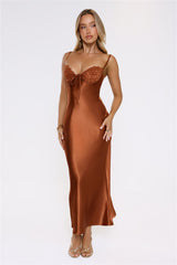 Made For This Lace Satin Maxi Dress Bronze