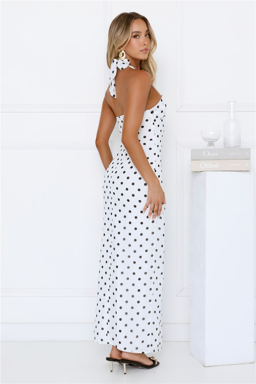 Chic Days Strapless Polka Dot Maxi Dress White