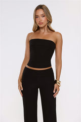 Chic City Girl Strapless Crop Top Black