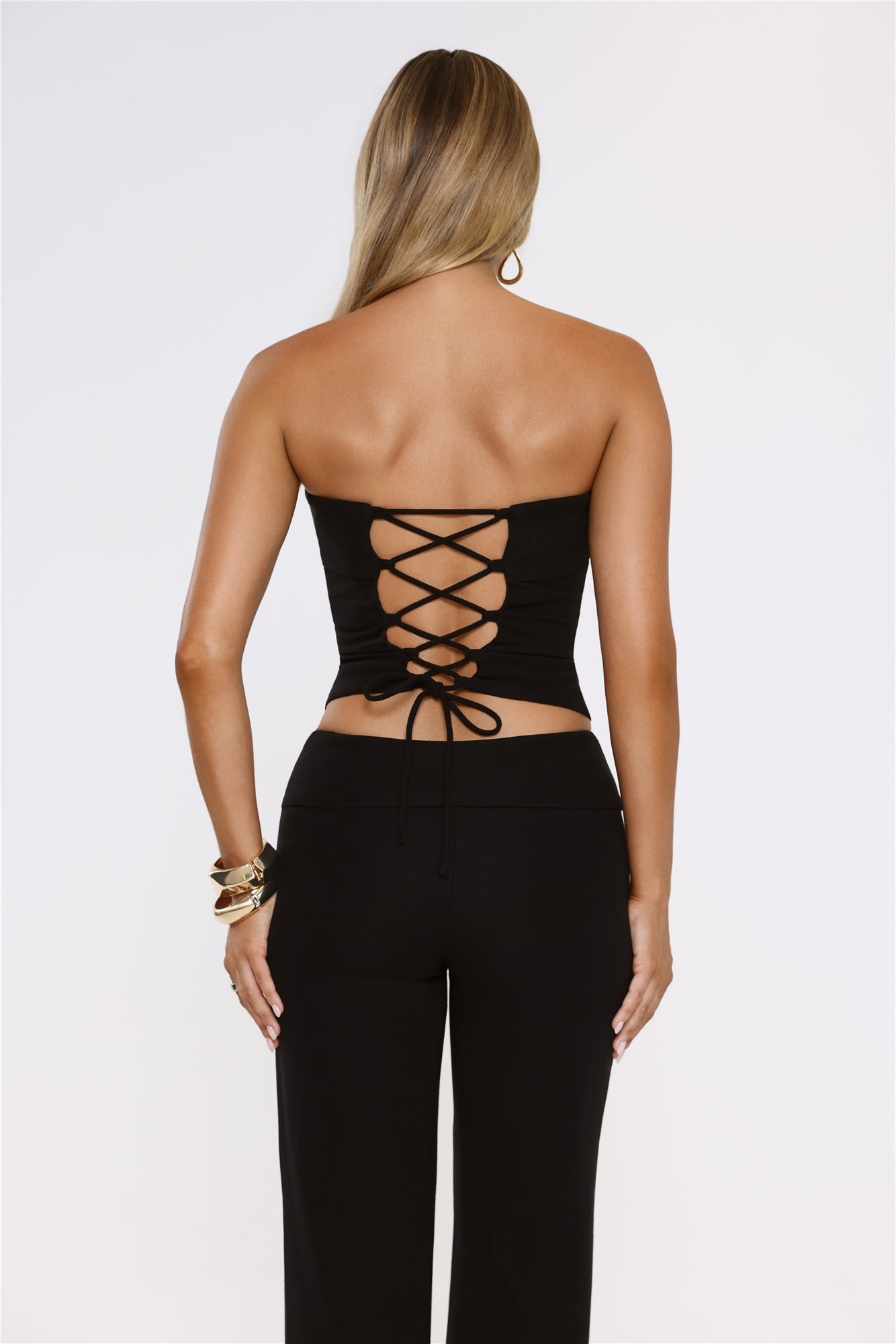 Chic City Girl Strapless Crop Top Black