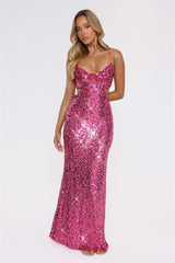 Peak Brilliance Sequin Maxi Dress Hot Pink
