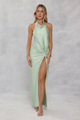 Like A Trendsetter Halter Maxi Dress Sage