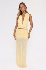 Hola Chica Knit Maxi Skirt Yellow