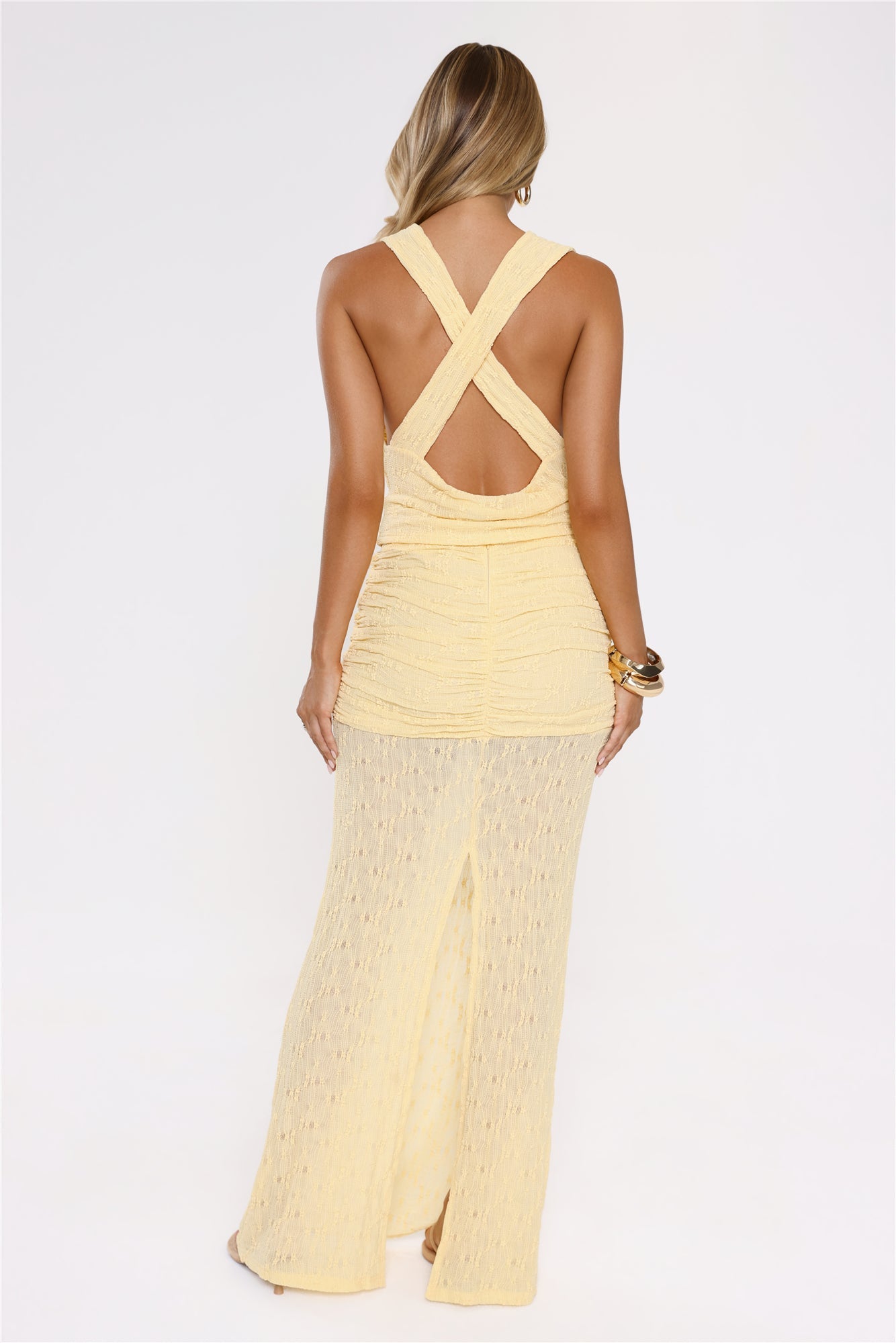 Hola Chica Knit Maxi Skirt Yellow