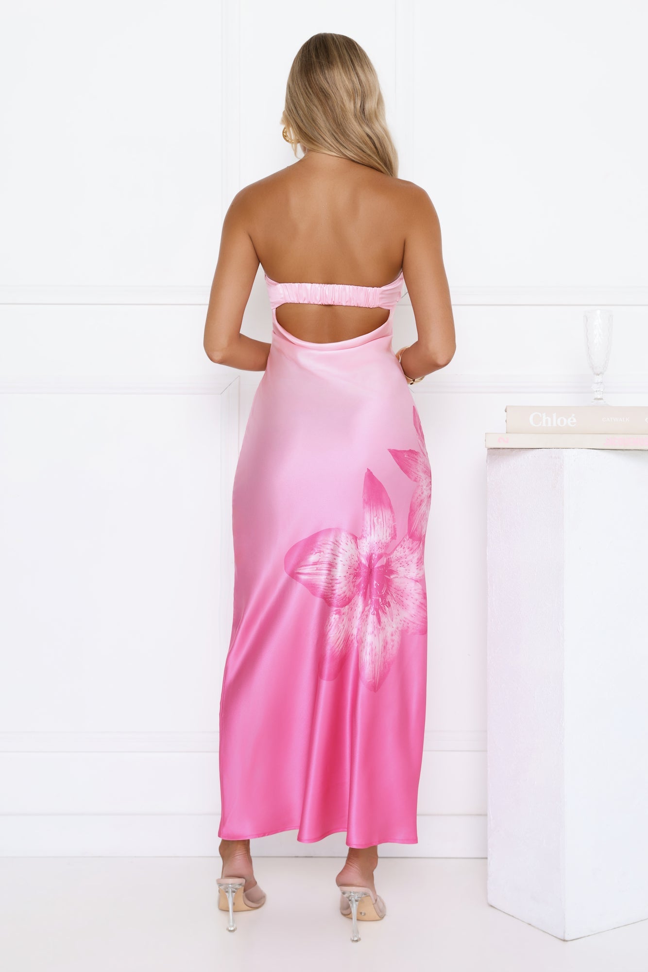 Lush Orchid Strapless Satin Maxi Dress Pink