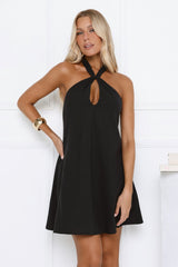Breezy Beauty Halter Mini Dress Black
