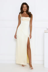Headturner Energy Satin Maxi Dress Yellow