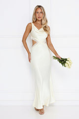 Metro Nights Satin Maxi Dress Yellow