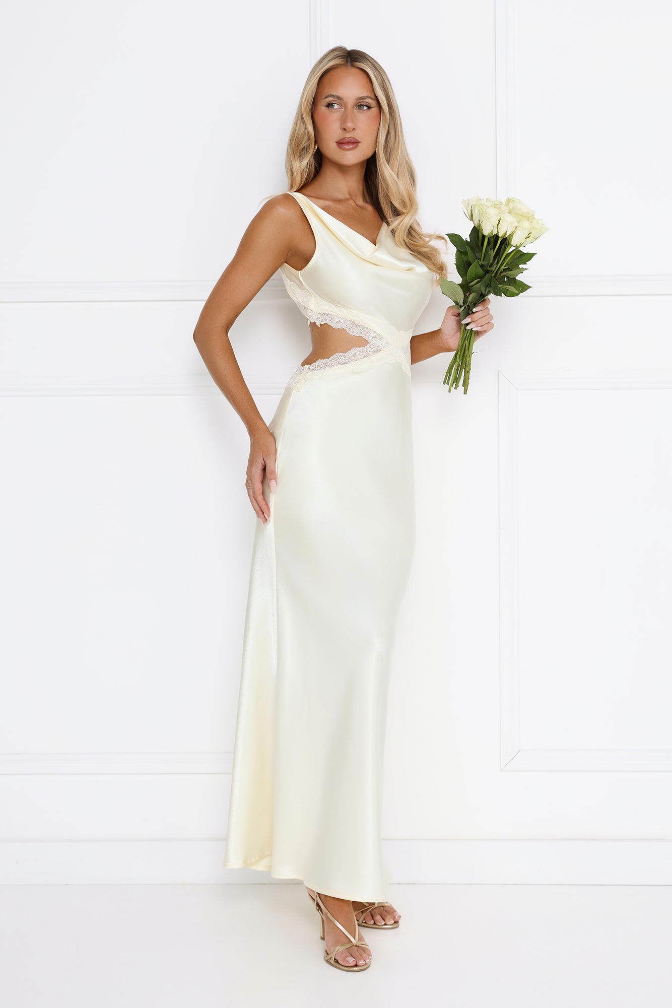 Metro Nights Satin Maxi Dress Yellow