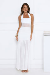 Elevated Hour Glow Halter Maxi Dress White