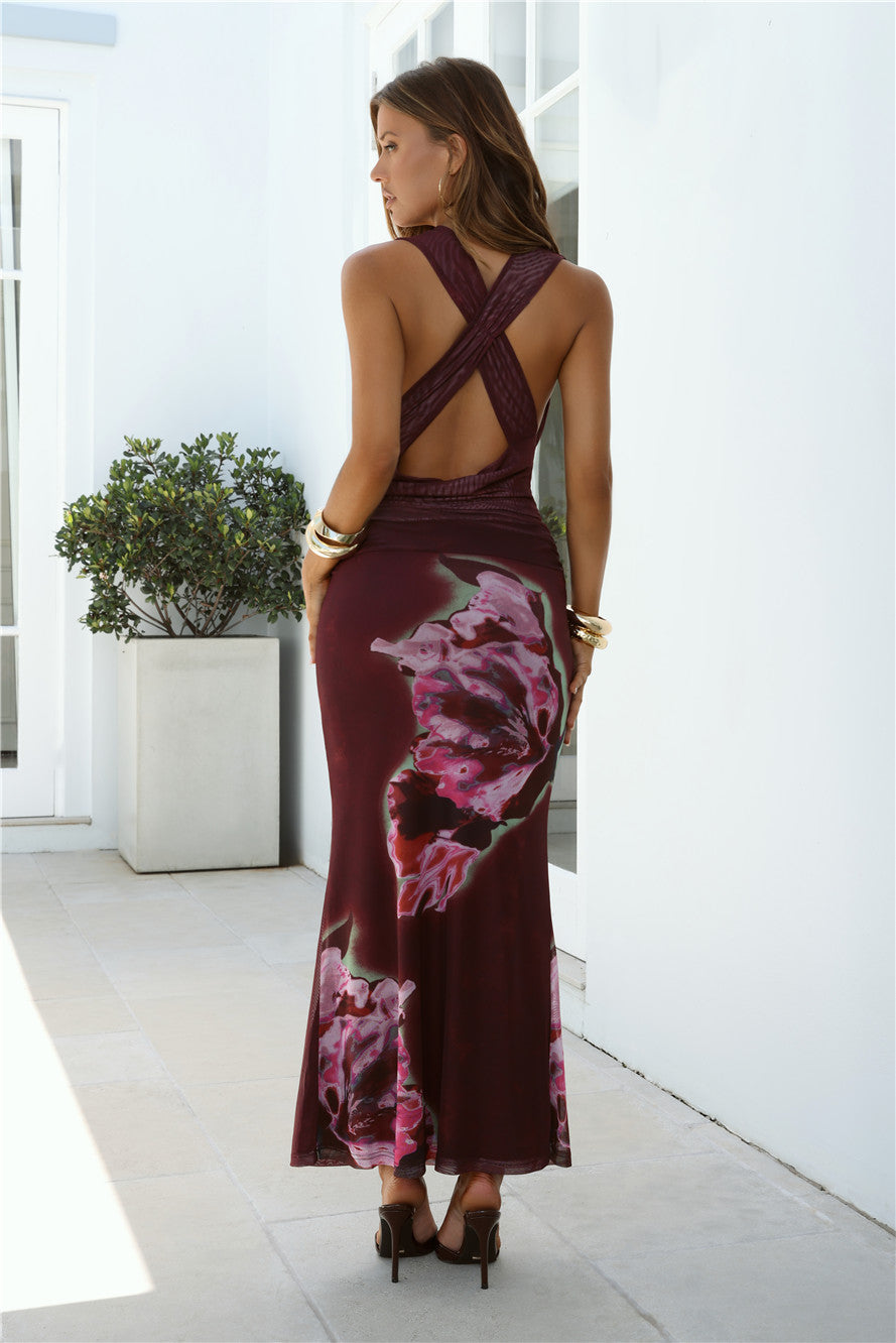 Lover's Secret Mesh Maxi Skirt Plum