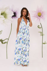 Garden Of Light Halter Maxi Dress Blue