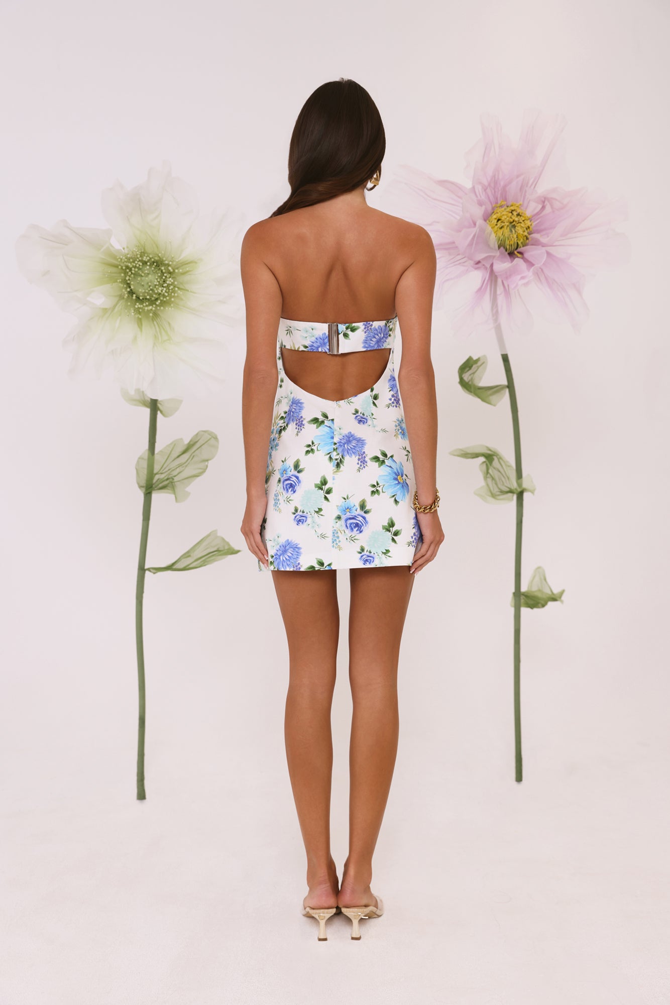Blossom Pop Strapless Mini Dress Blue