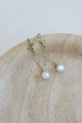 Leaves Off All Pearl Earrings Gold