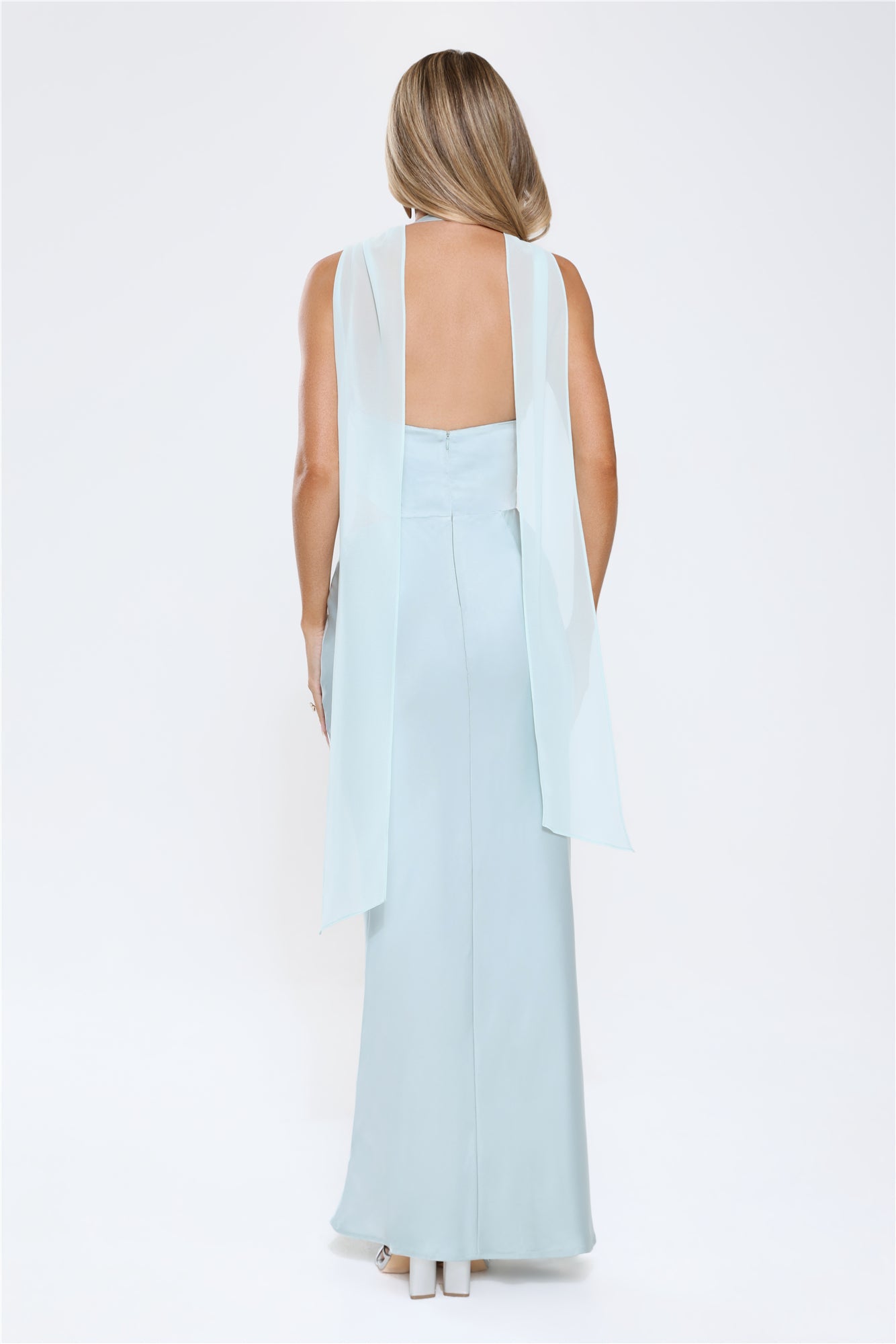 Luxe Obsession Halter Satin Maxi Dress Seafoam