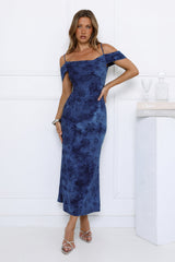 Mireille Off Shoulder Maxi Dress Blue