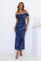 Mireille Off Shoulder Maxi Dress Blue