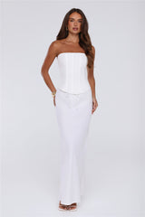 Gloss Goals Linen Blend Maxi Skirt White