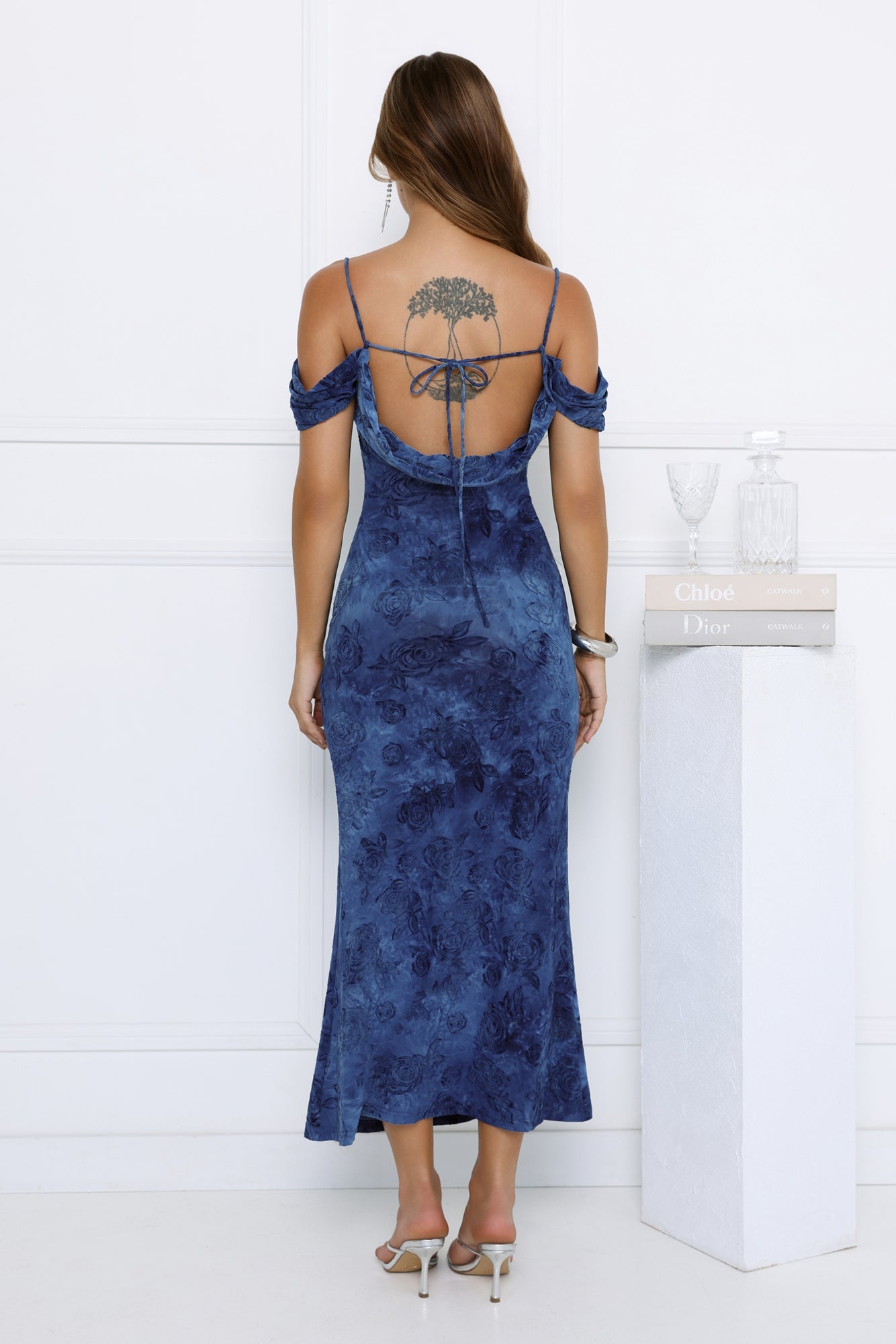 Mireille Off Shoulder Maxi Dress Blue