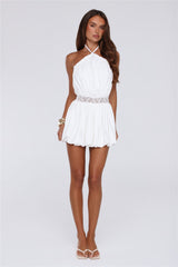 Golden Girl Hours Halter Mini Dress White