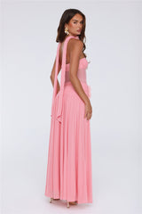 Island Allure Mesh Strapless Maxi Dress Pink