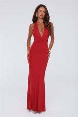 Chic Spark Halter Maxi Dress Red