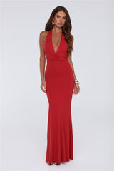 Chic Spark Halter Maxi Dress Red