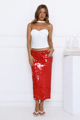 Night Rider Midi Skirt Red