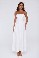 Just Feels Right Linen Blend Strapless Maxi Dress White