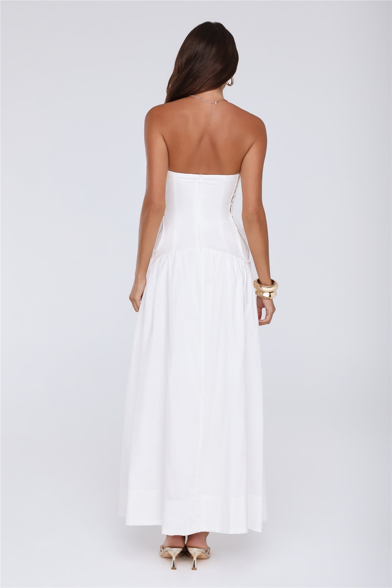 Just Feels Right Linen Blend Strapless Maxi Dress White