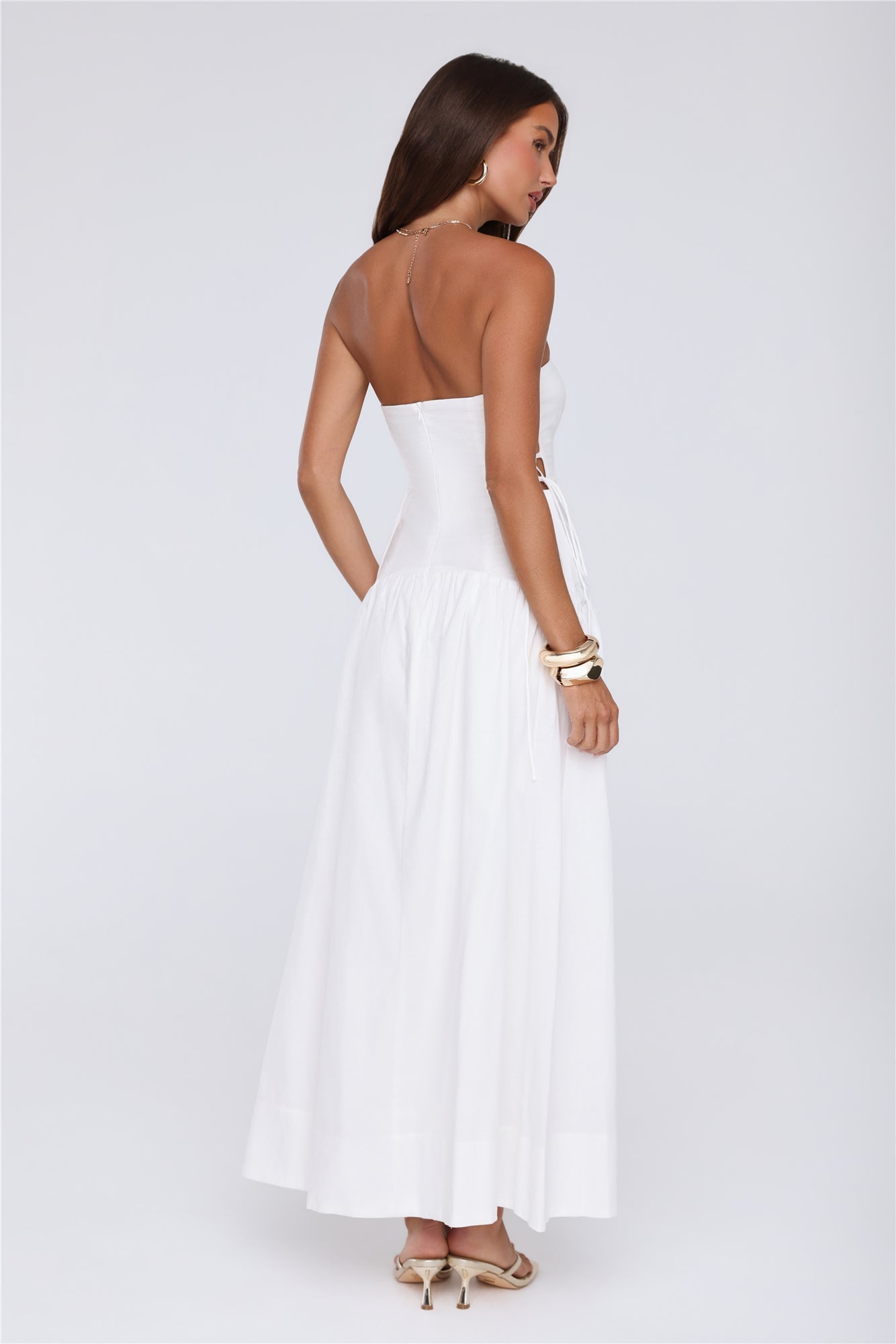Just Feels Right Linen Blend Strapless Maxi Dress White
