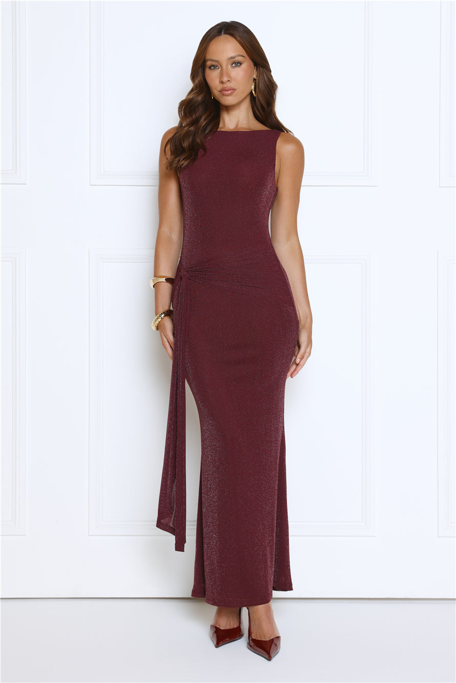 Mariner's Glow Glitter Maxi Dress Plum