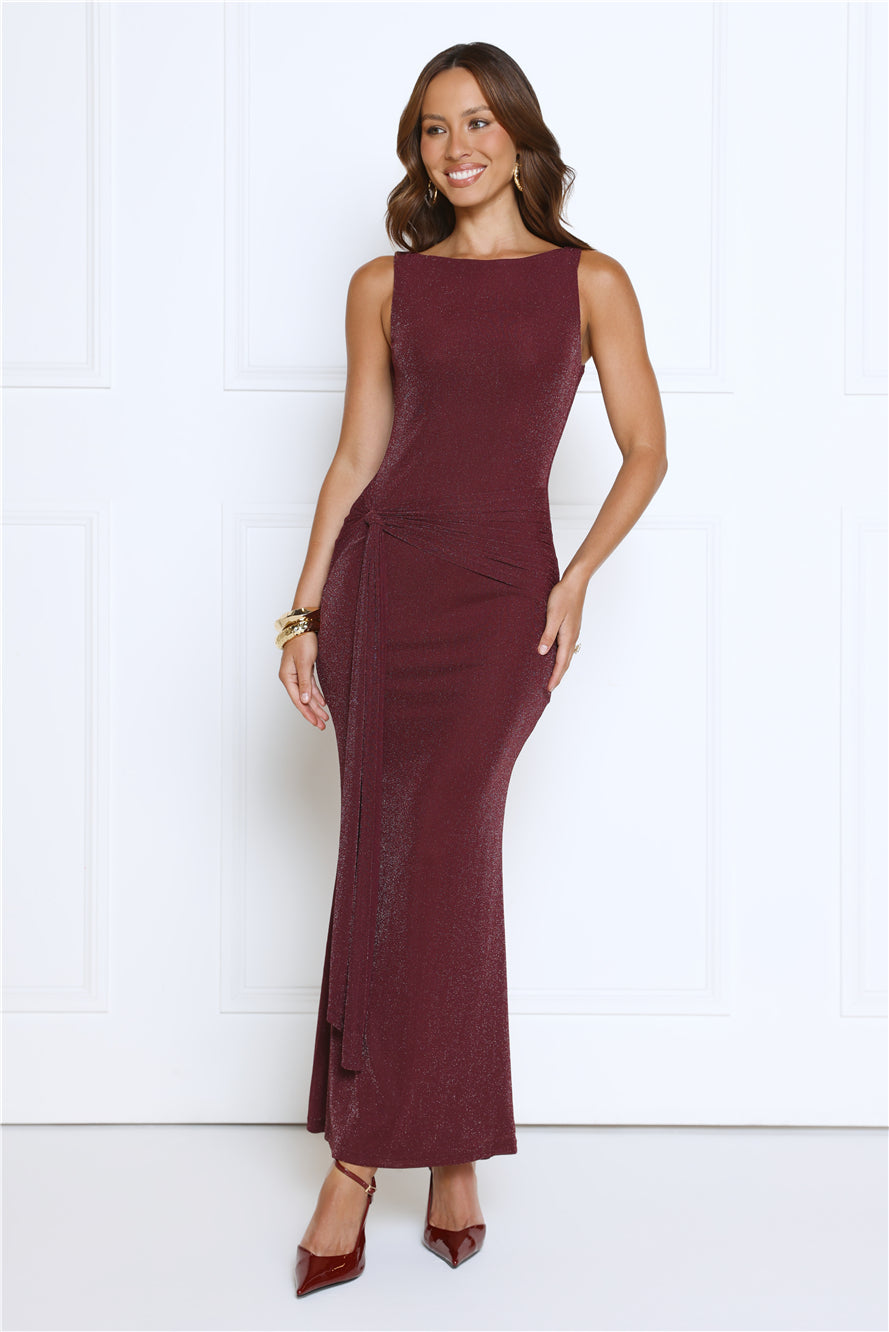Mariner's Glow Glitter Maxi Dress Plum