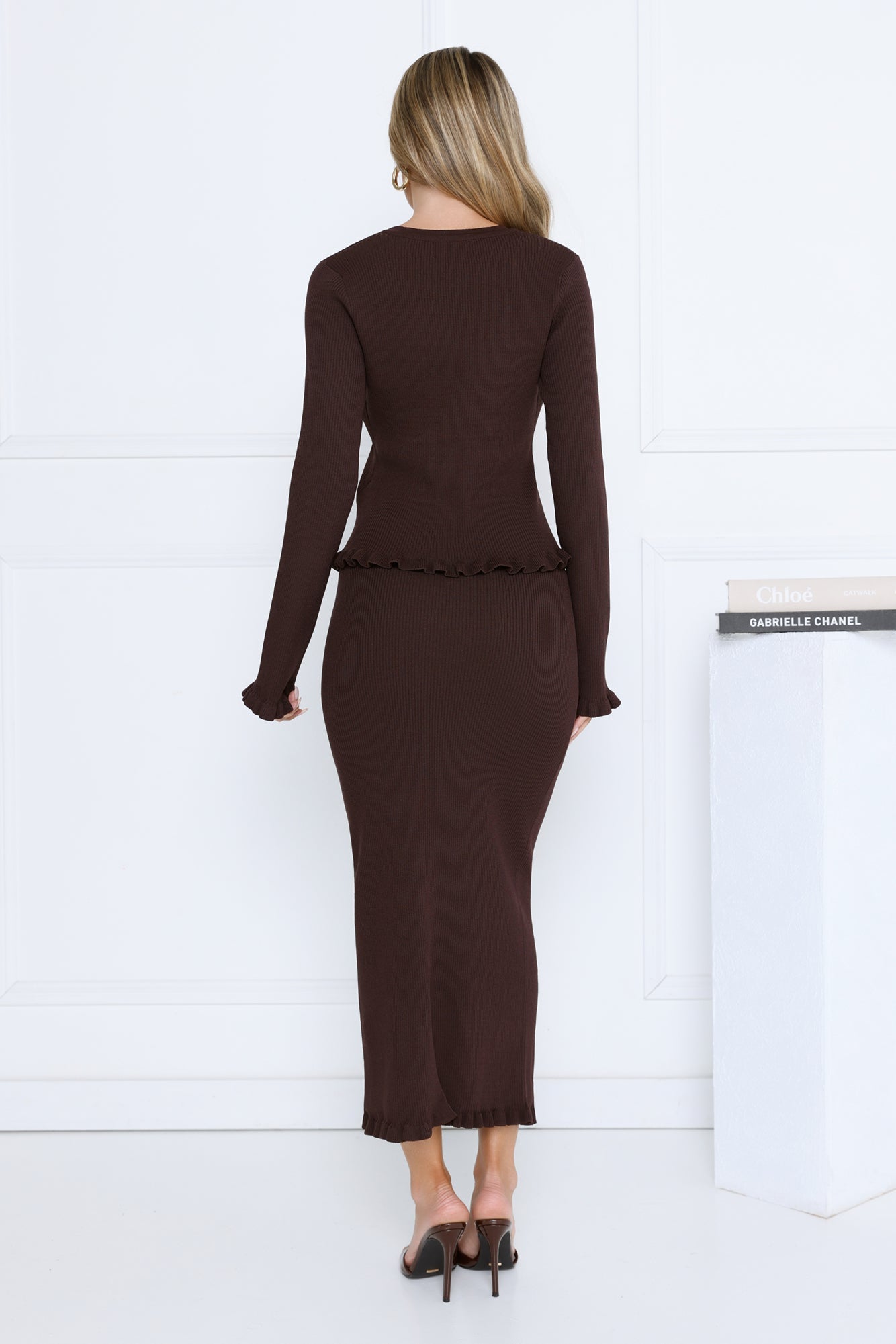 After Dark Charm Long Sleeve Top Brown