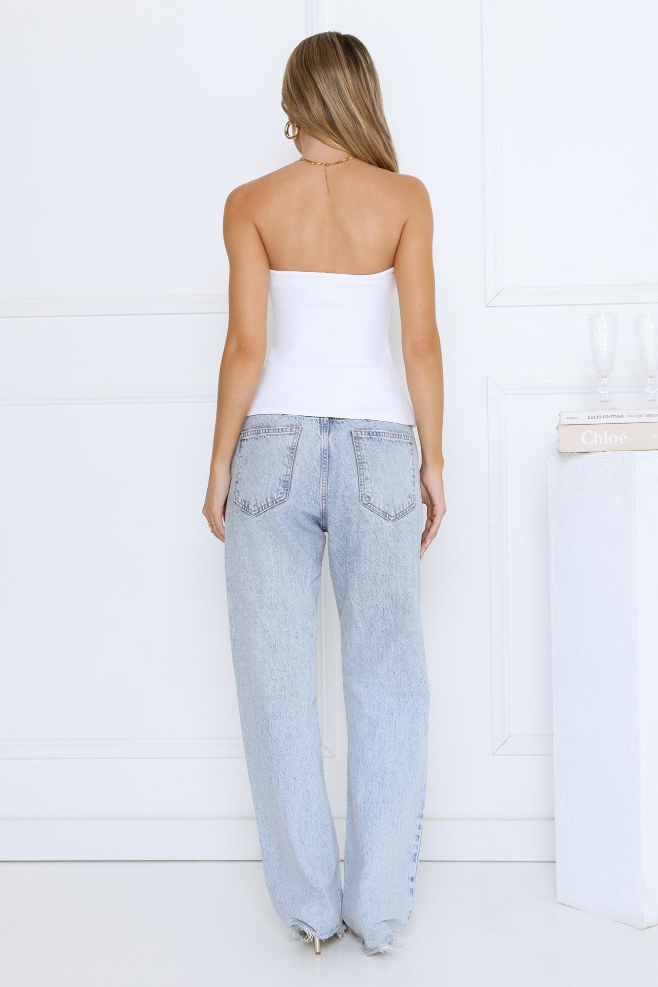 Daily Luxe Strapless Top White
