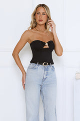 In the Sunlight Strapless Top Black