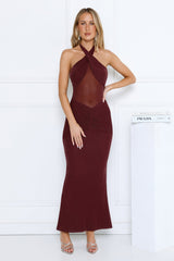 Nightstage Babe Halter Maxi Dress Plum