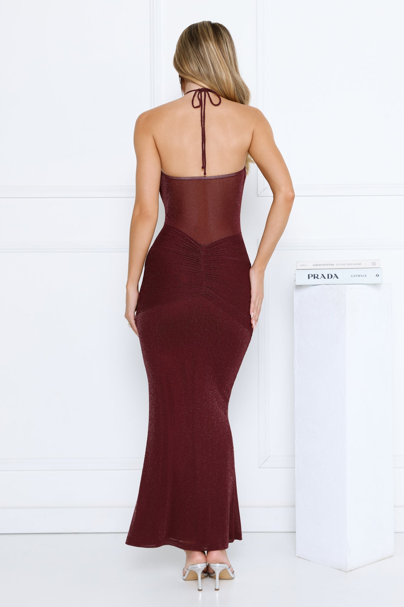 Nightstage Babe Halter Maxi Dress Plum