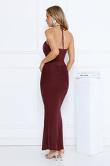 Nightstage Babe Halter Maxi Dress Plum