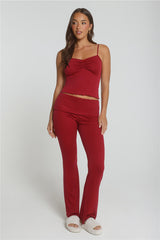 Fireside Moments Fold Waist Pajama Pants Wine