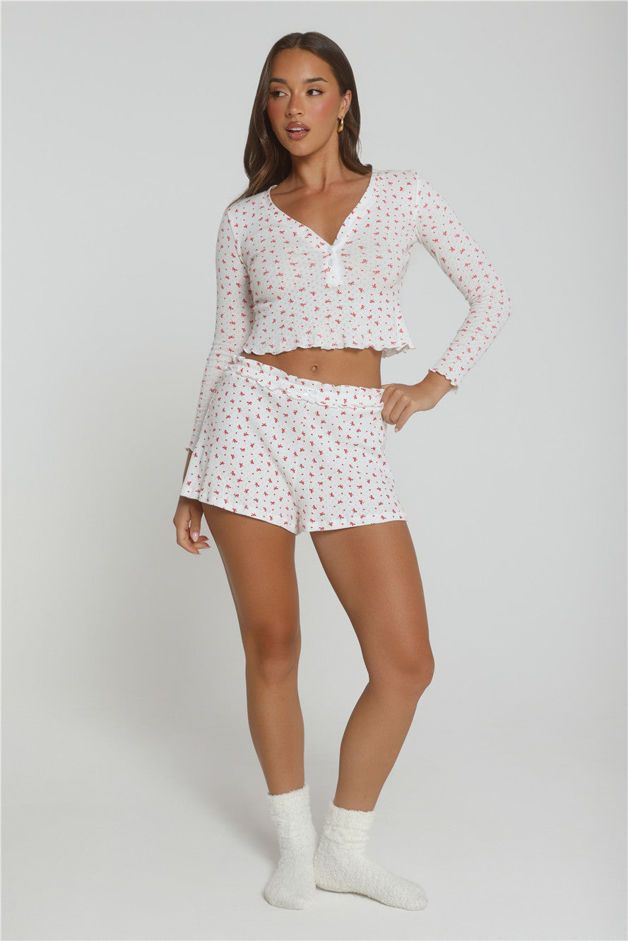 Candlelight Dreams Long Sleeve Pajama Top White