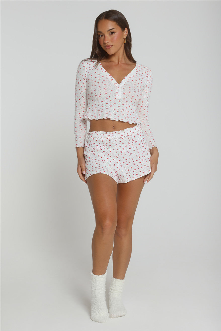 Candlelight Dreams Long Sleeve Pajama Top White