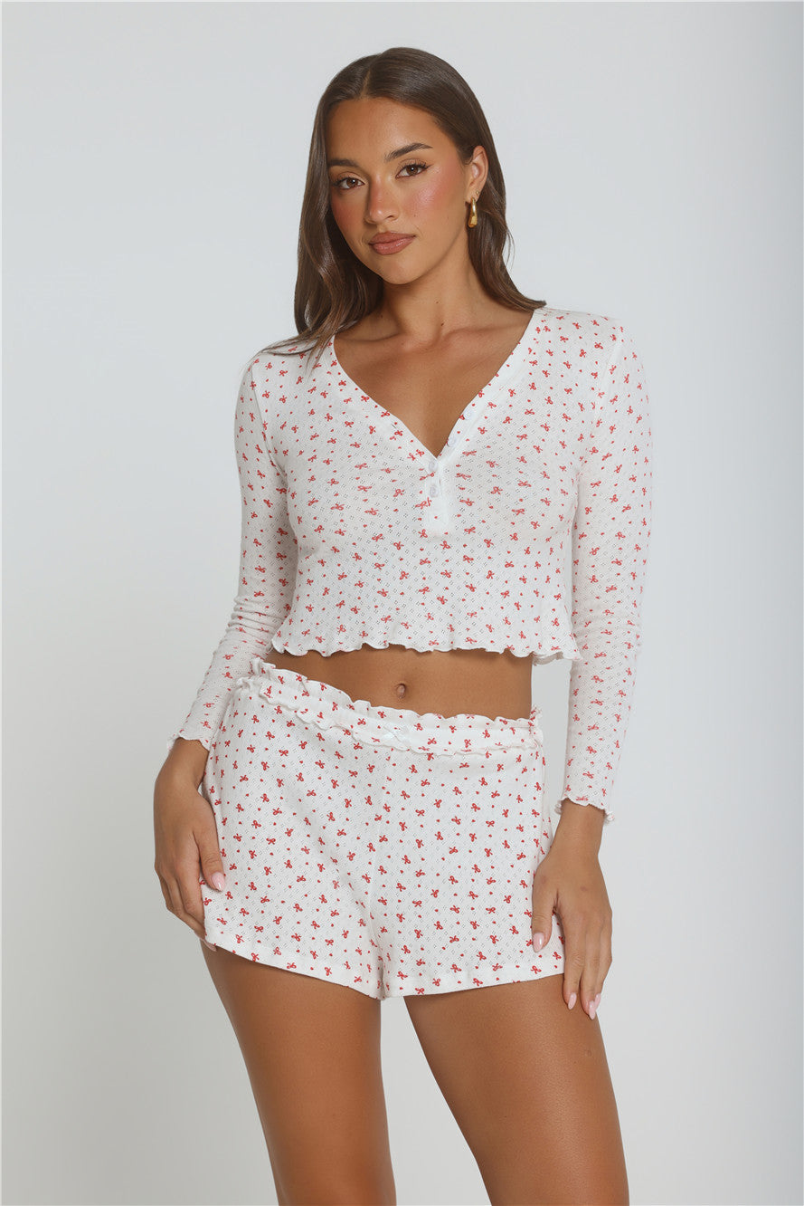 Candlelight Dreams Long Sleeve Pajama Top White