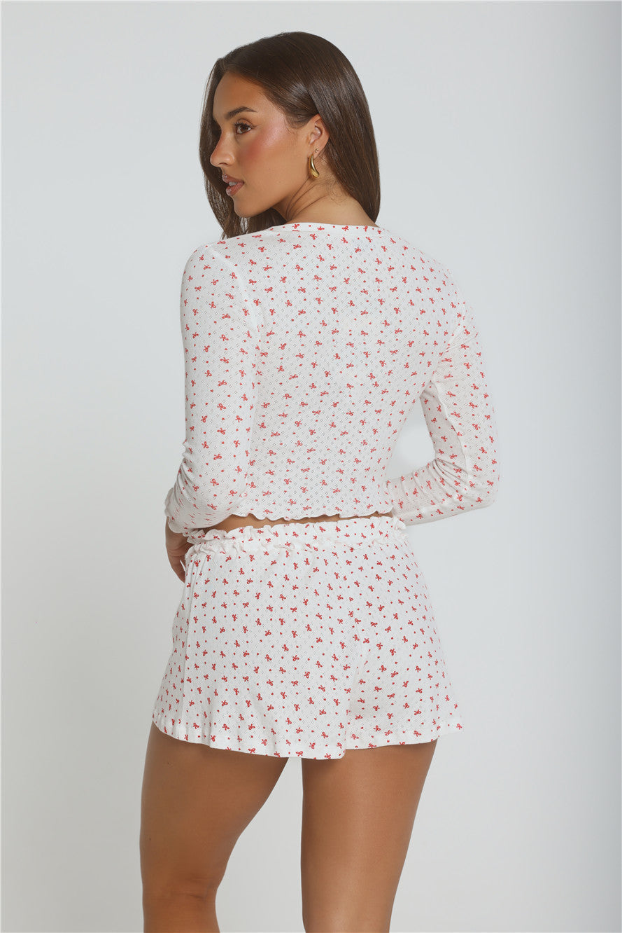 Candlelight Dreams Long Sleeve Pajama Top White