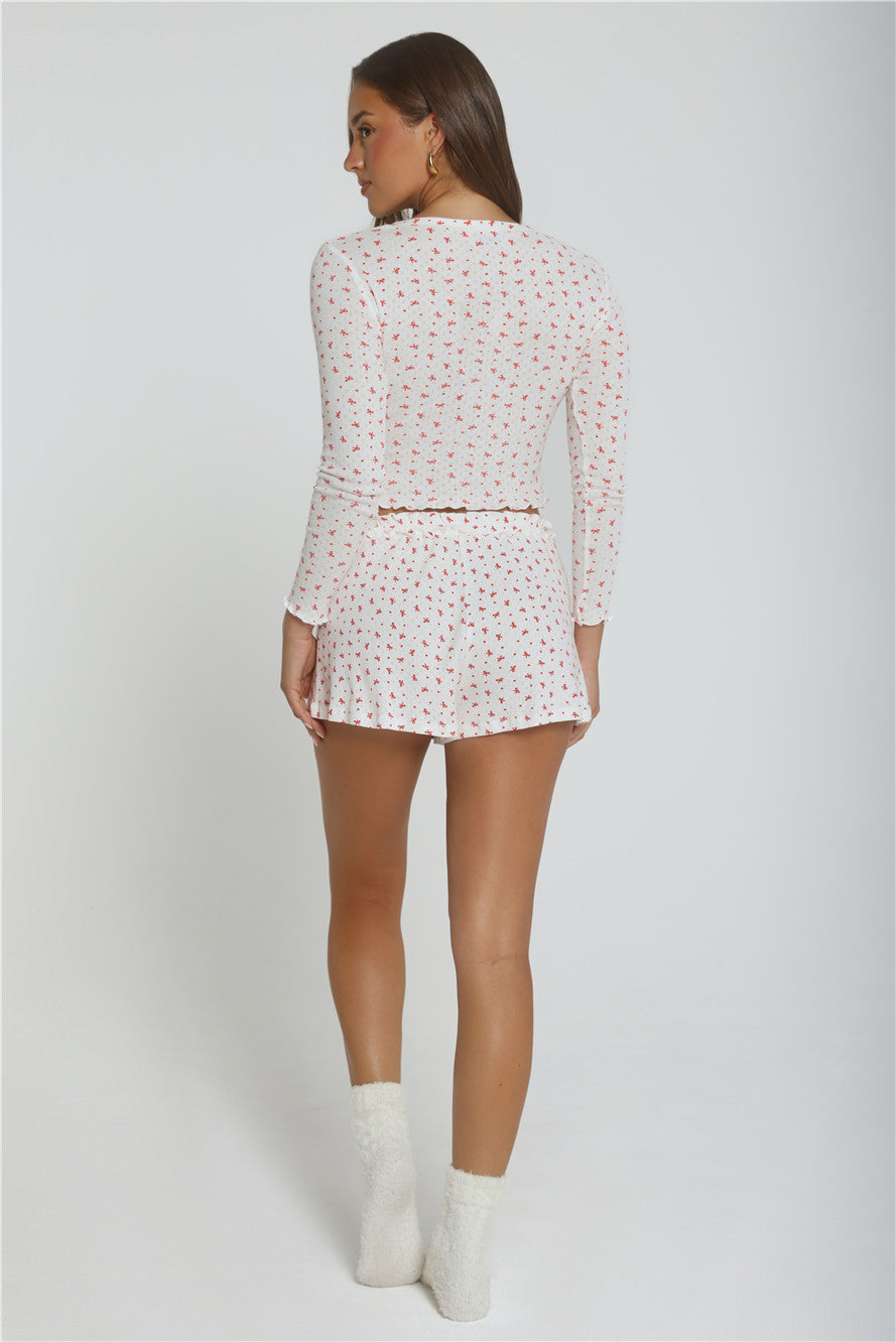 Candlelight Dreams Long Sleeve Pajama Top White