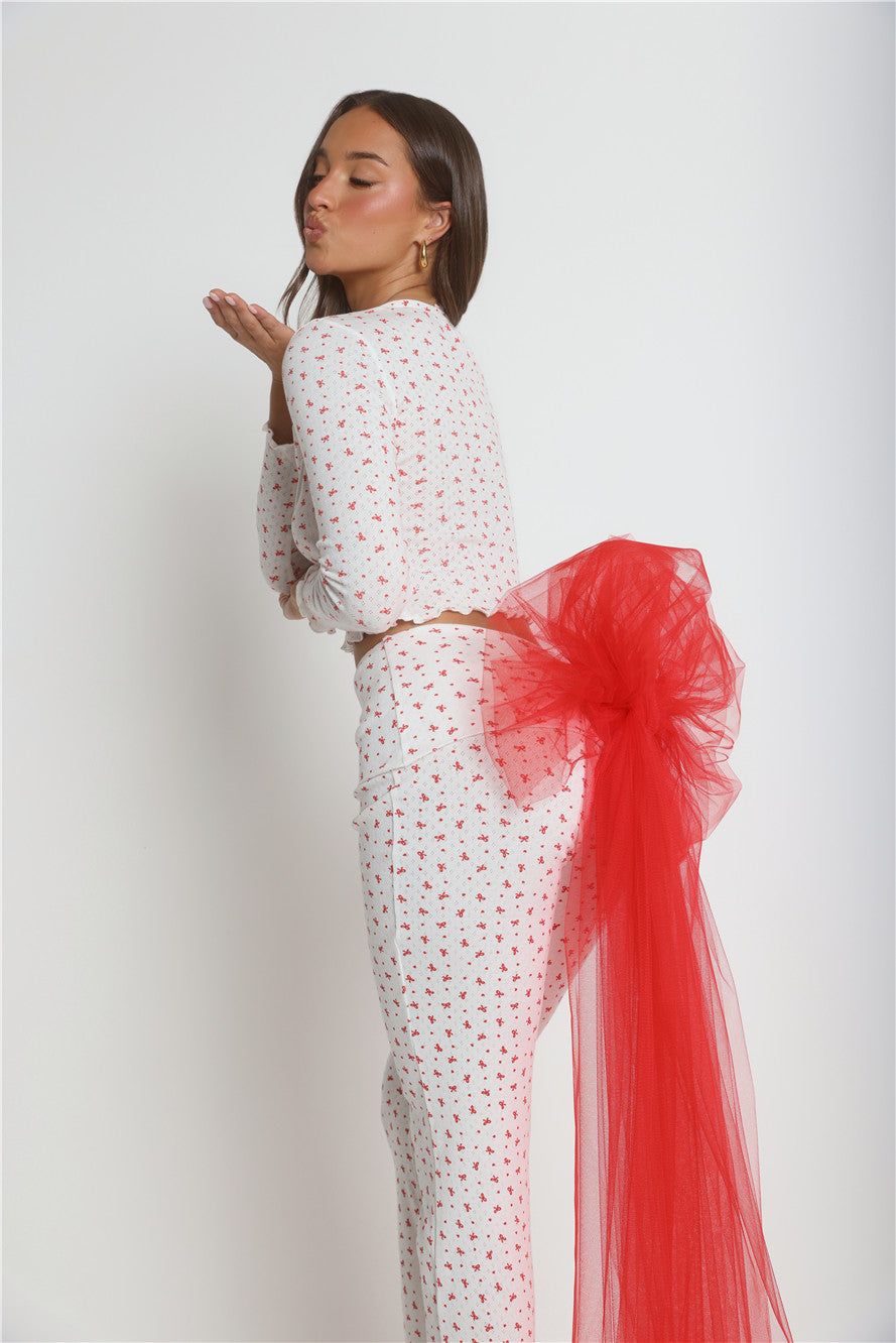 Candlelight Dreams Long Sleeve Pajama Top White