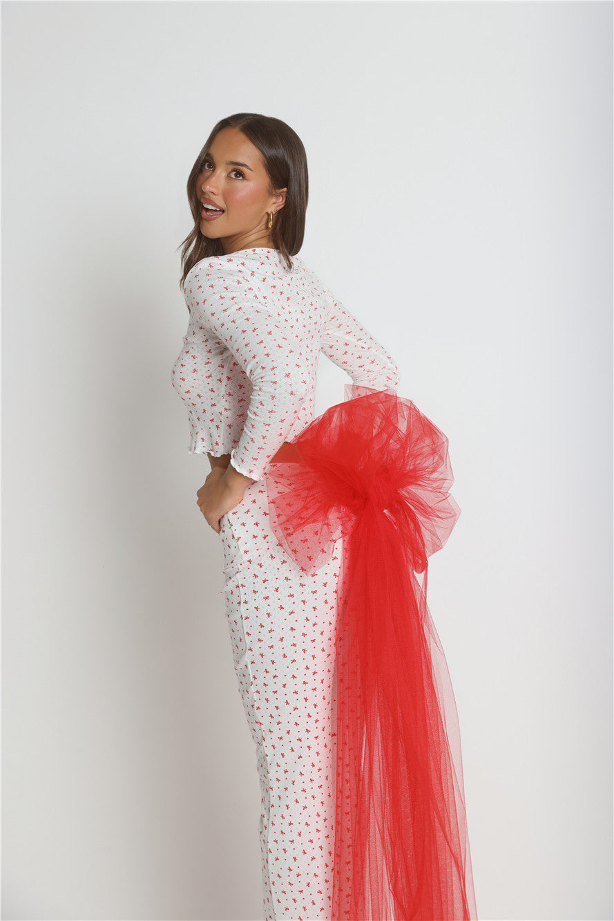 Candlelight Dreams Long Sleeve Pajama Top White