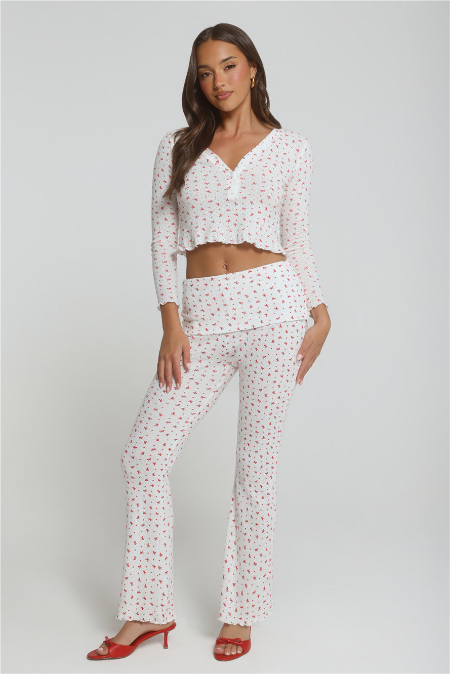 Candlelight Dreams Long Sleeve Pajama Top White